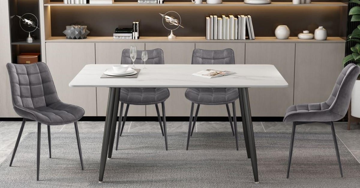 ESSZIMMERSTÜHLE, 4er-Set, gepolstert, Samt, Metallgestell, 41/46/86cm - Dunkelgrau/Grau, Holzwerkstoff/Textil (46/86/41cm) - Skraut Home