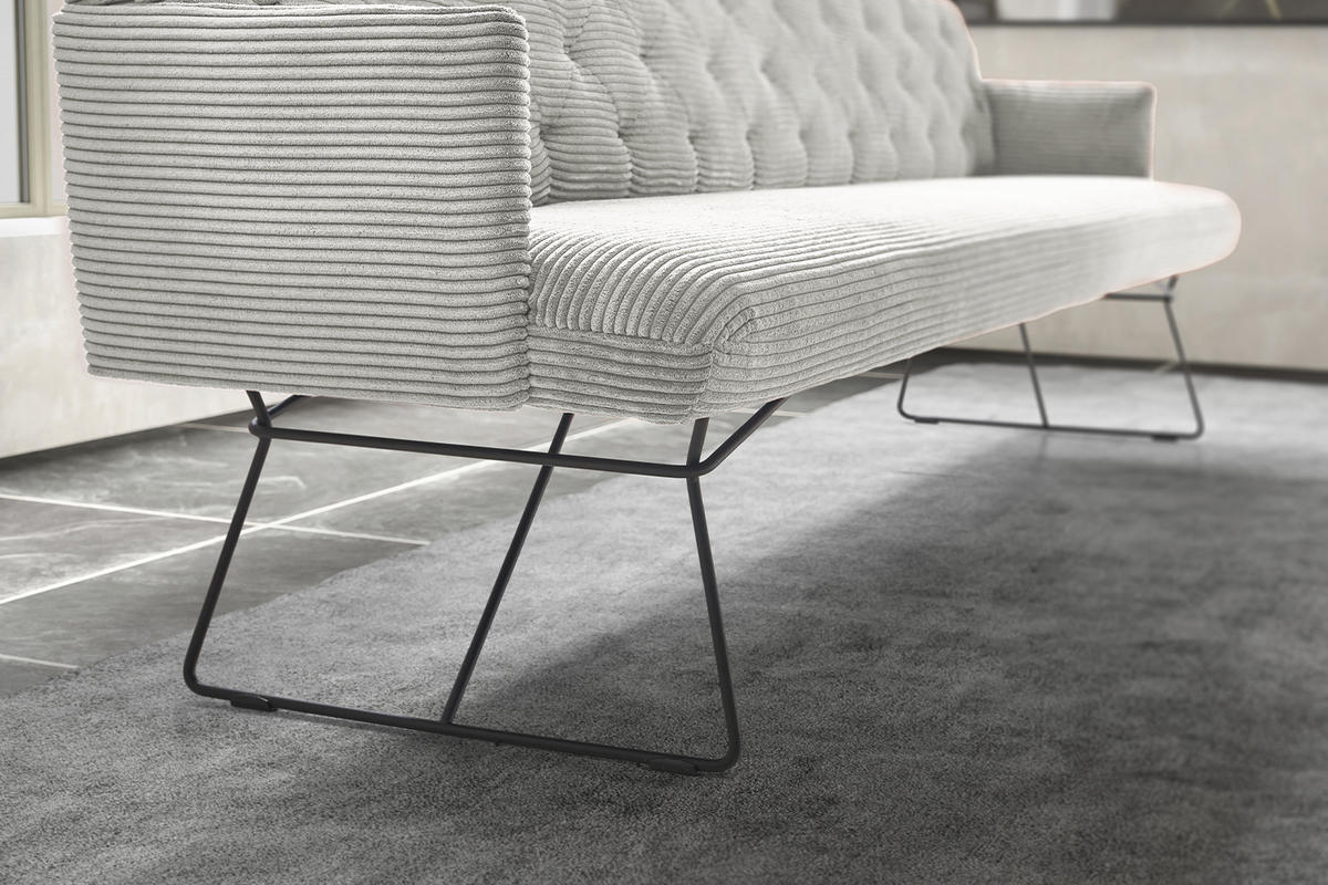 ESSZIMMERBANK CHARME Hellgrau Cord - Hellgrau, Textil (186/85/69cm) - KAWOLA