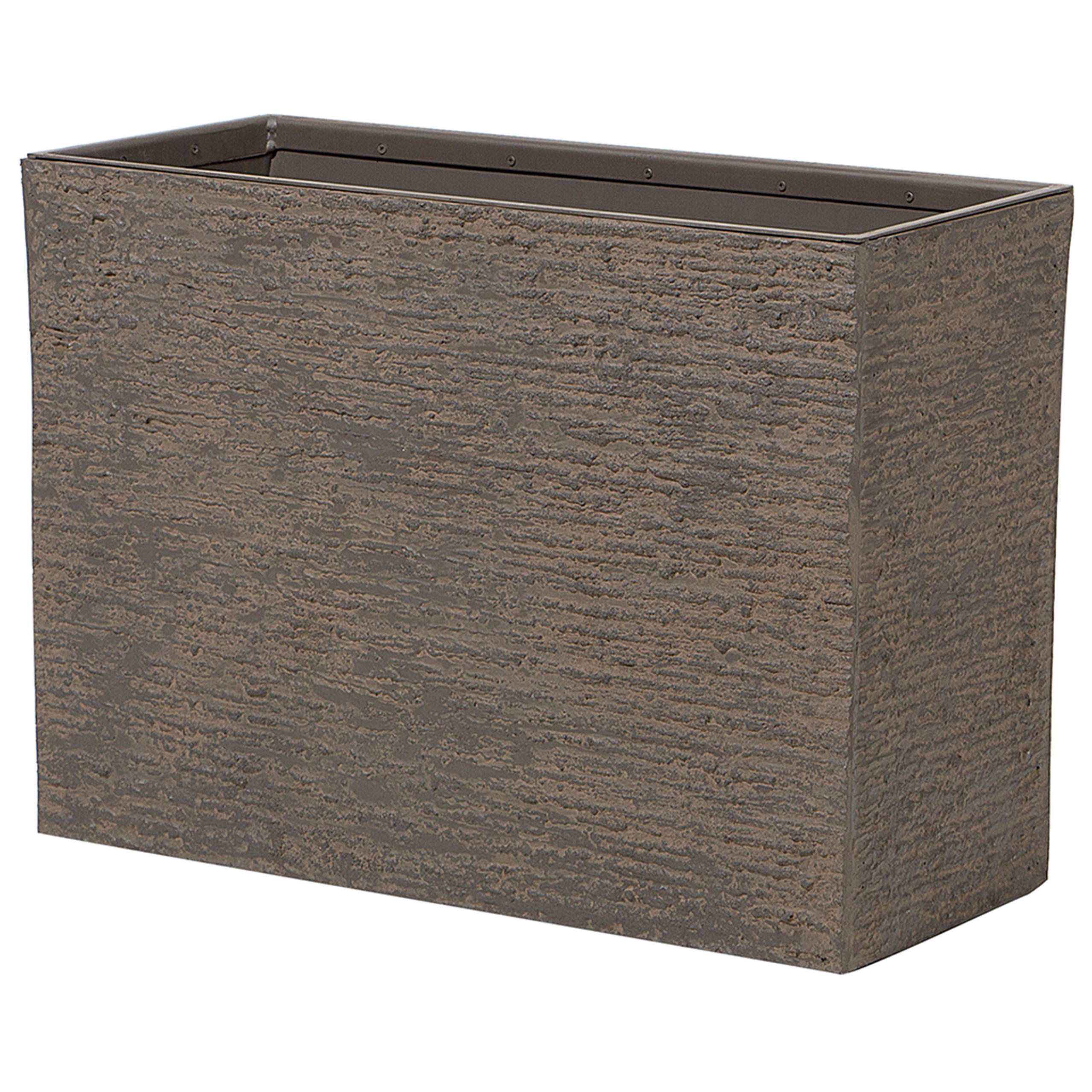 BLUMENTOPF dunkelbraun rechteckig 29/70/50 cm Edessa - Braun, Stein (50cm) - Beliani
