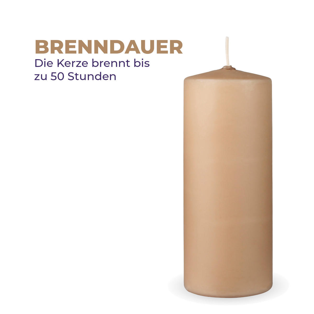 STUMPENKERZEN "Beige", Größe Ø7cm x Höhe: 16 cm - Beige, Naturmaterialien (7/16cm) - HS Candle