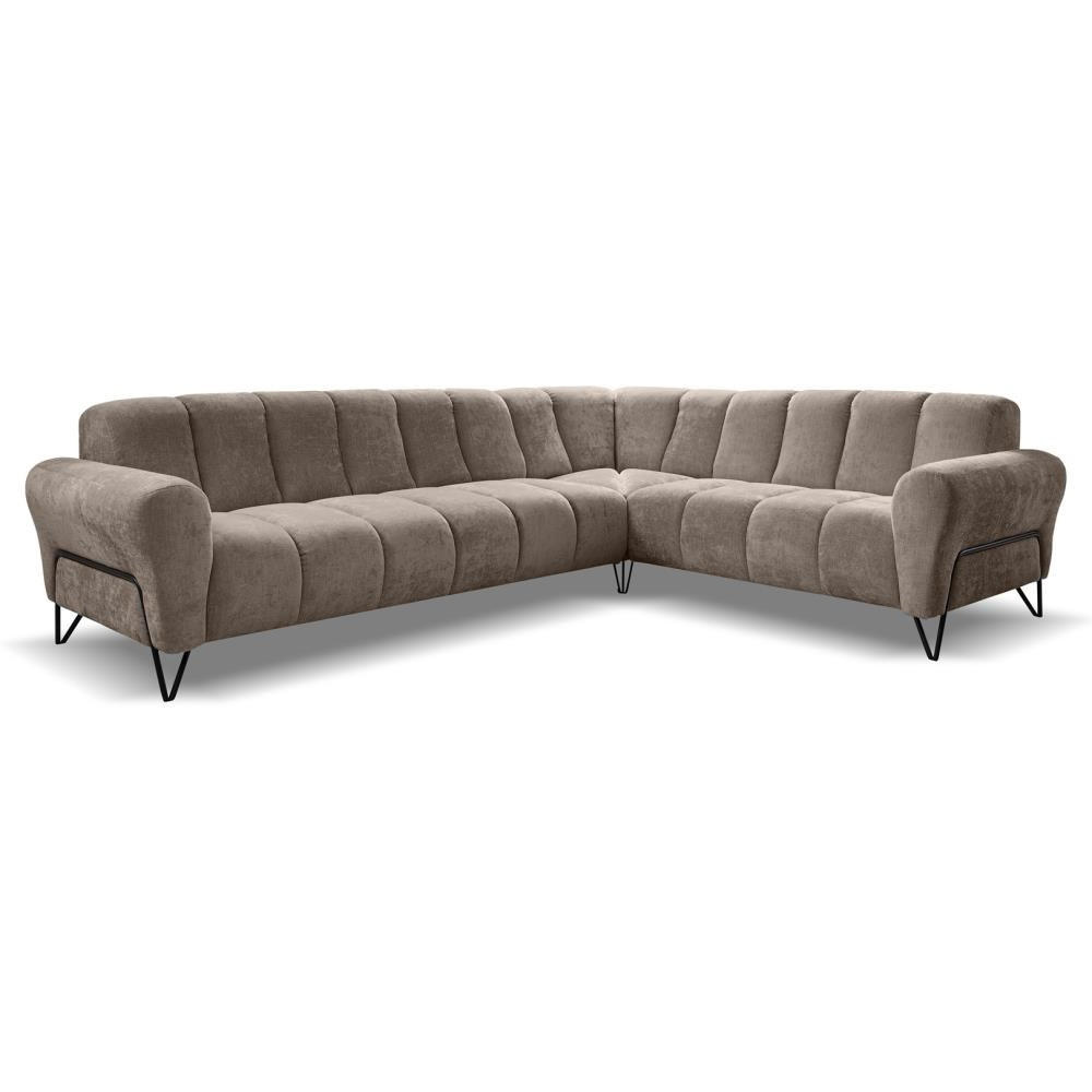 ECKSOFA Volare ohne Schlaffunktion braun links - Schwarz/Braun, Textil/Metall (295/235cm) - Beautysofa