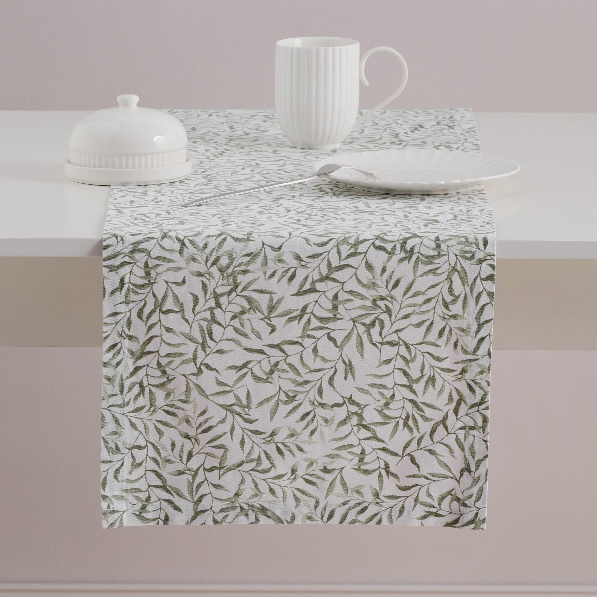 TISCHLÄUFER Fogli - Ecru, Textil (180/35/1cm) - home&you