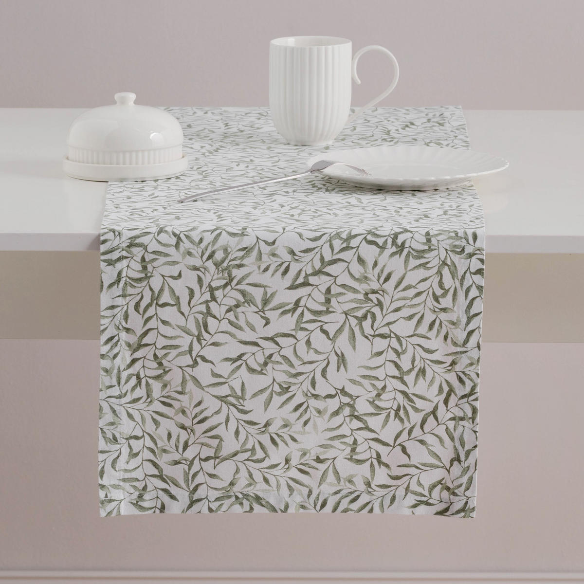 TISCHLÄUFER Fogli - Ecru, Textil (180/35/1cm) - home&you