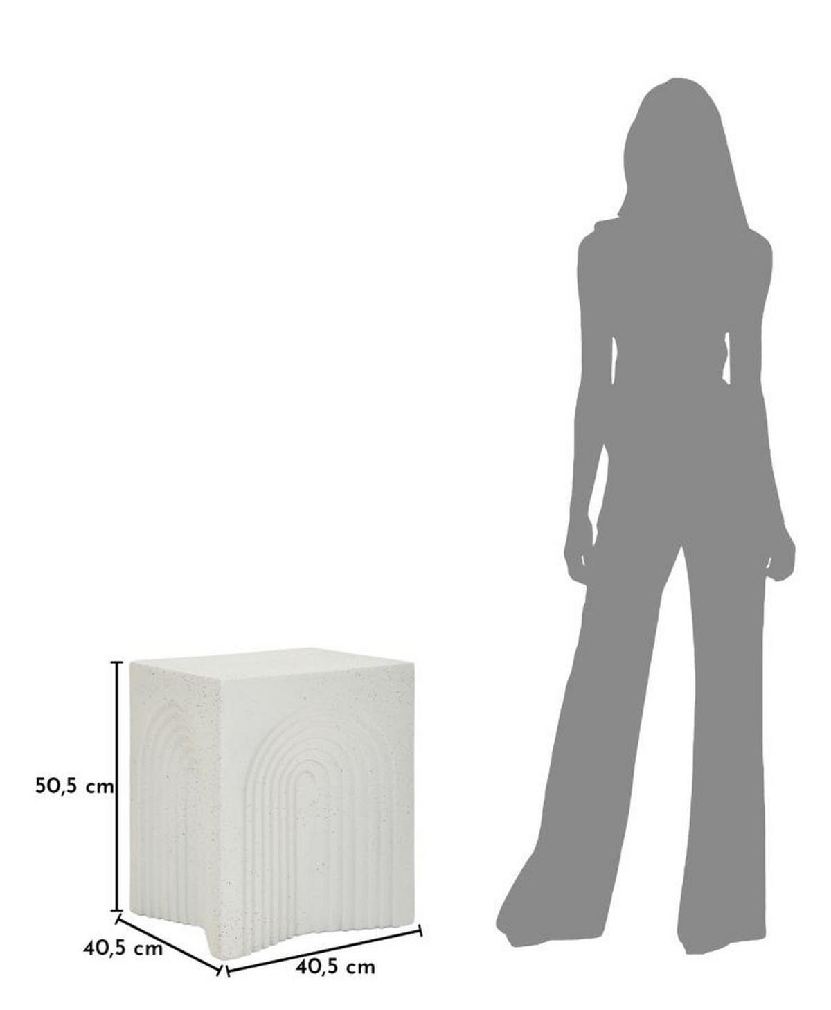BEISTELLTISCH Arc, cremefarben, Magnesiumoxid (MgO), 40,5 x 40,5 x 50,5 cm - Creme, Stein (40.5/40.5/50.5cm) - Mauro Ferretti