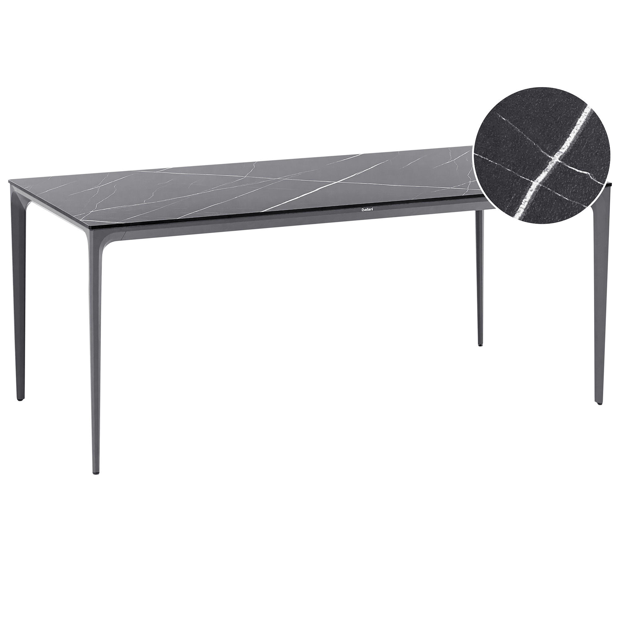 Beliani ZAHRADNÍ STŮL 180/90 cm Mramor Look Černý Mramor Sovareto