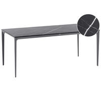 GARTENTISCH 180/90 cm Marmor Optik Schwarzer Marmor Sovareto - Dunkelgrau, Kunststoff (180/90/75cm) - Beliani