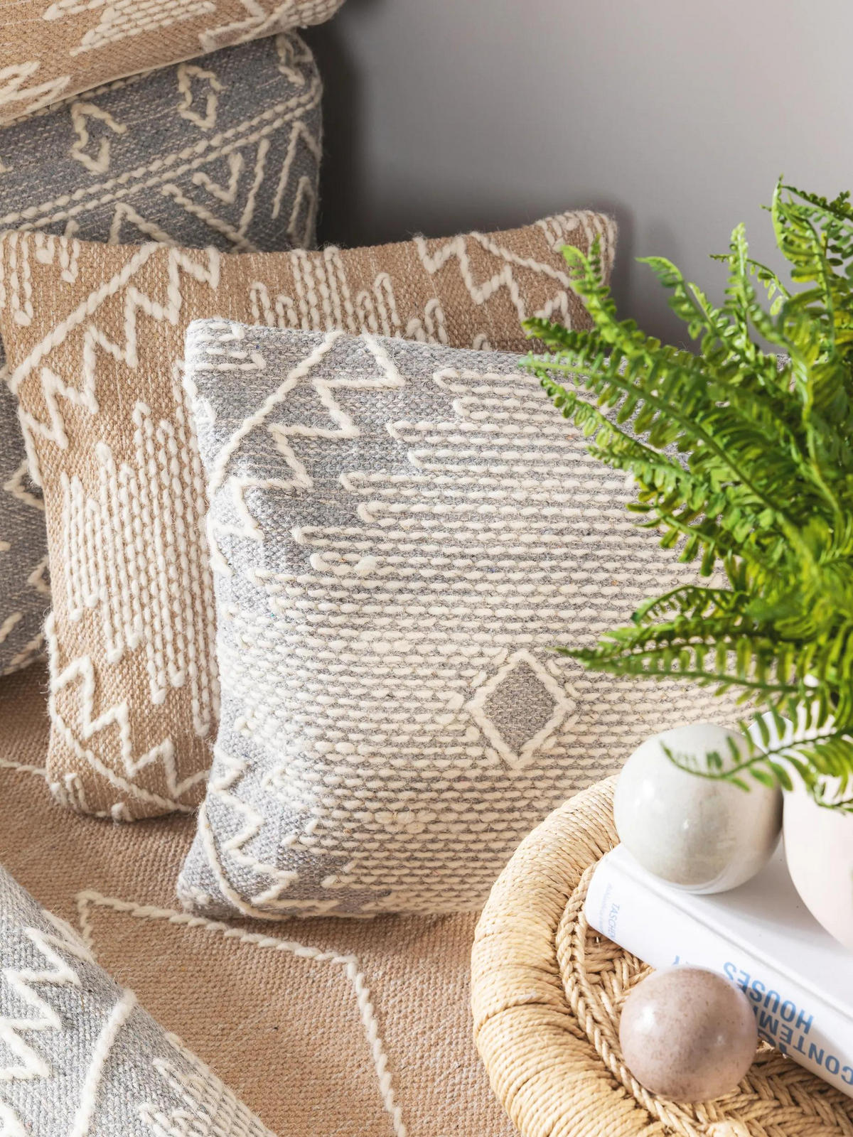 KISSENBEZUG Sydney Hellgrau 45x45 cm - Hellgrau, Textil (45/45cm) - benuta Pure