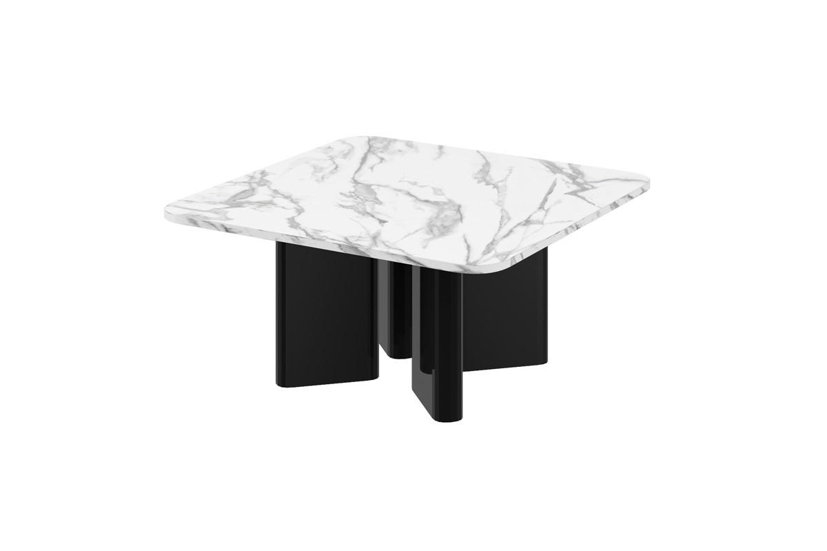 COUCHTISCH quadratisch Marmor Natur Schwarz 80/80/50 cm - Schwarz Hochglanz/Weiß, Holzwerkstoff (80/80/50cm) - designimpex