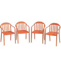 GARTENSTUHL 4er Set aus Kunststoff Rot - Rot, Kunststoff (54/78/57cm) - Outsunny
