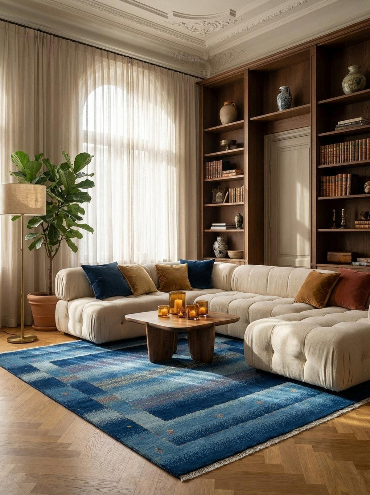 TEPPICH Rizbaf Blau 204/149 cm Schurwolle - Blau, Textil (149/204cm) - Looma