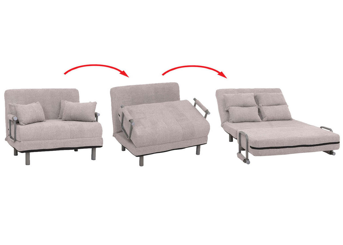 SCHLAFSESSEL Grau - Grau, Textil (105/80/190cm) - MCW