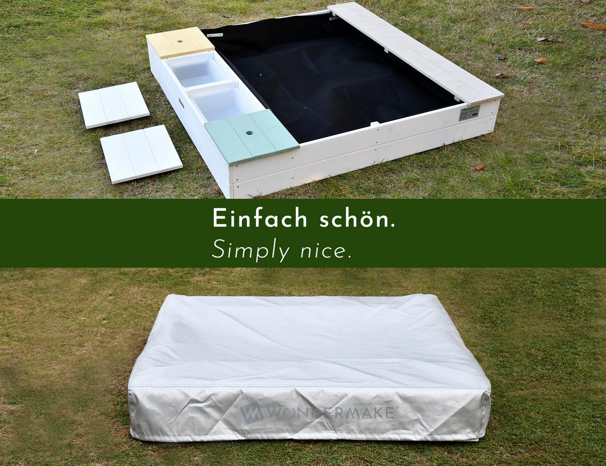 SANDKASTEN arena2 - Weiß, Holz (113/113/19cm) - WONDERMAKE