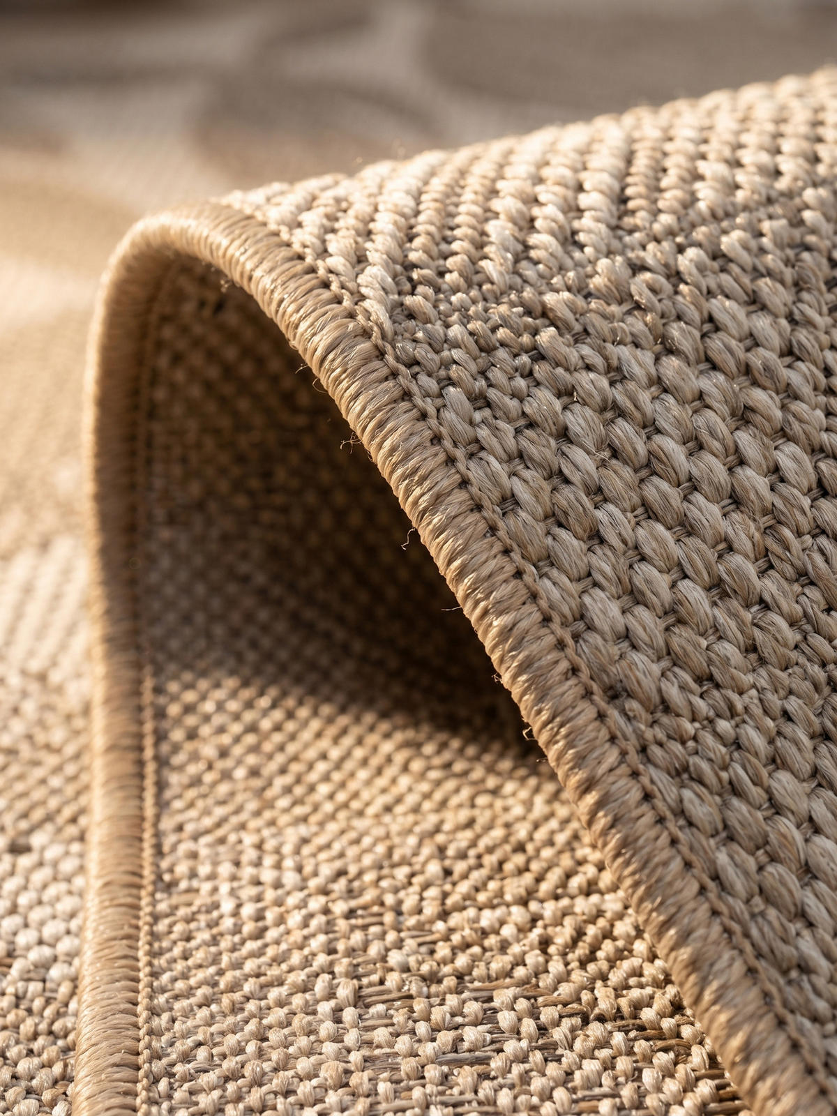 TEPPICH Outdoor VENTOUX in Beige, mit Tropen-Motiv, Ø 120 cm - Beige, Textil (120/120cm) - KADIMA DESIGN