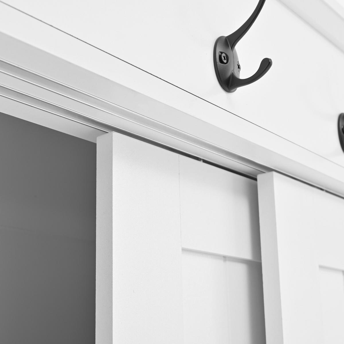 KLEIDERSCHRANK Schuhschrank Garderobe Multifunktion Haken - Weiß, Holzwerkstoff (50/180/100cm) - FLIEKS