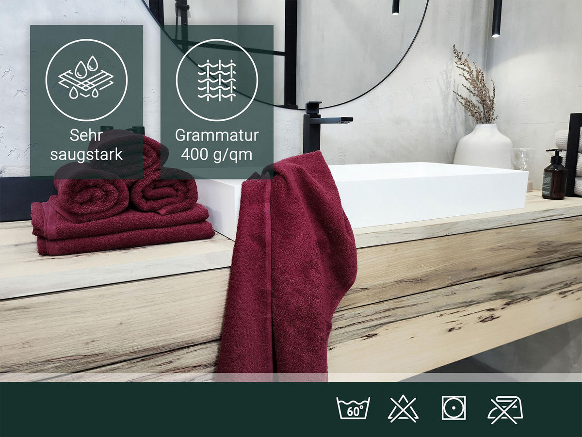 HANDTÜCHER, 10er-Set, 50x100 cm, 100% Baumwolle, Rot - Bordeaux, Textil (50/100cm) - Zollner