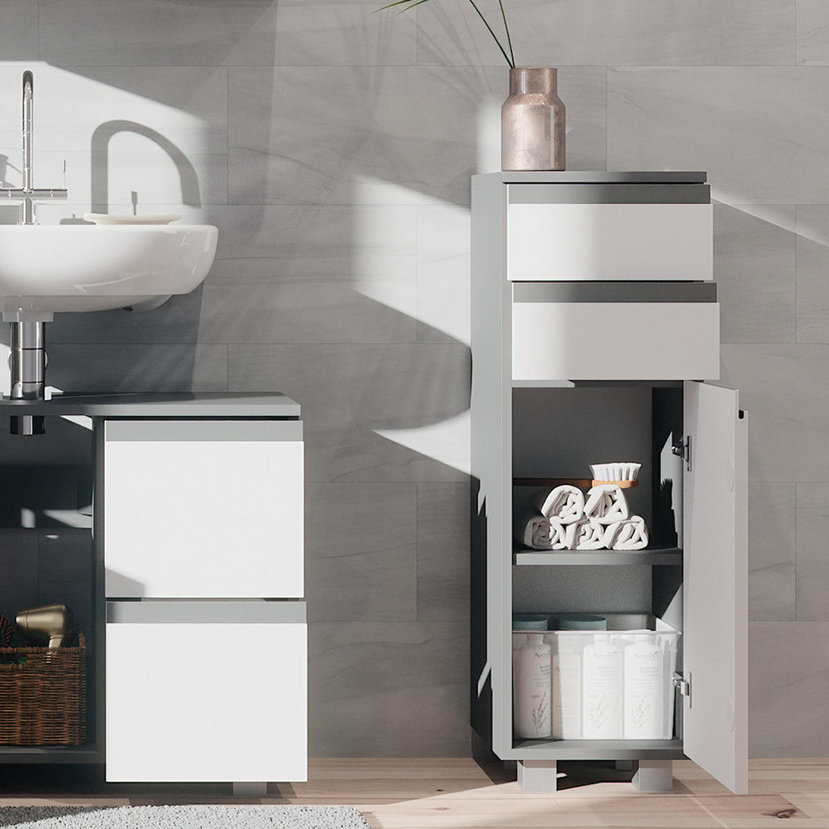 STŘEDNÍ SKŘÍŇKA J-Shape Antracit - bílá, kompozitní dřevo (30/95/30cm) - Vicco