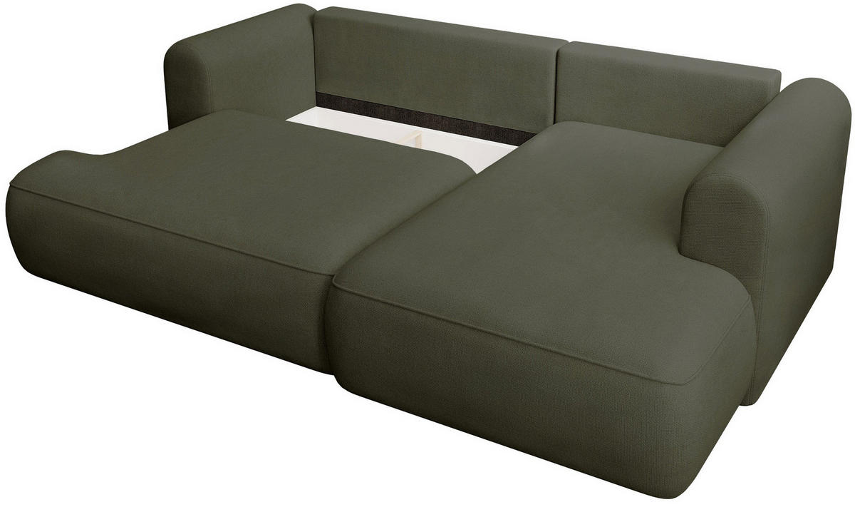 ECKSOFA Ovo Mini Olivgrün rechts - Schwarz/Olivgrün, Kunststoff/Textil (156/238cm) - Selsey