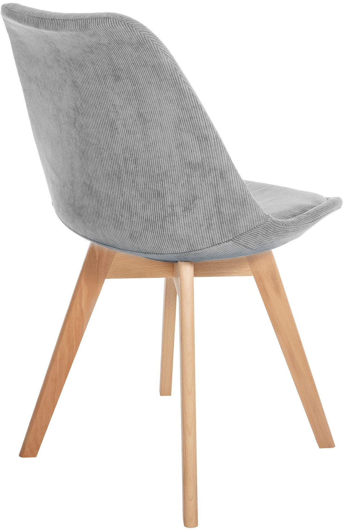 STUHL 4er Set Cord hellgrau - Eukalyptusholzfarben/Hellgrau, Holz/Textil (49/83/50cm) - CLP