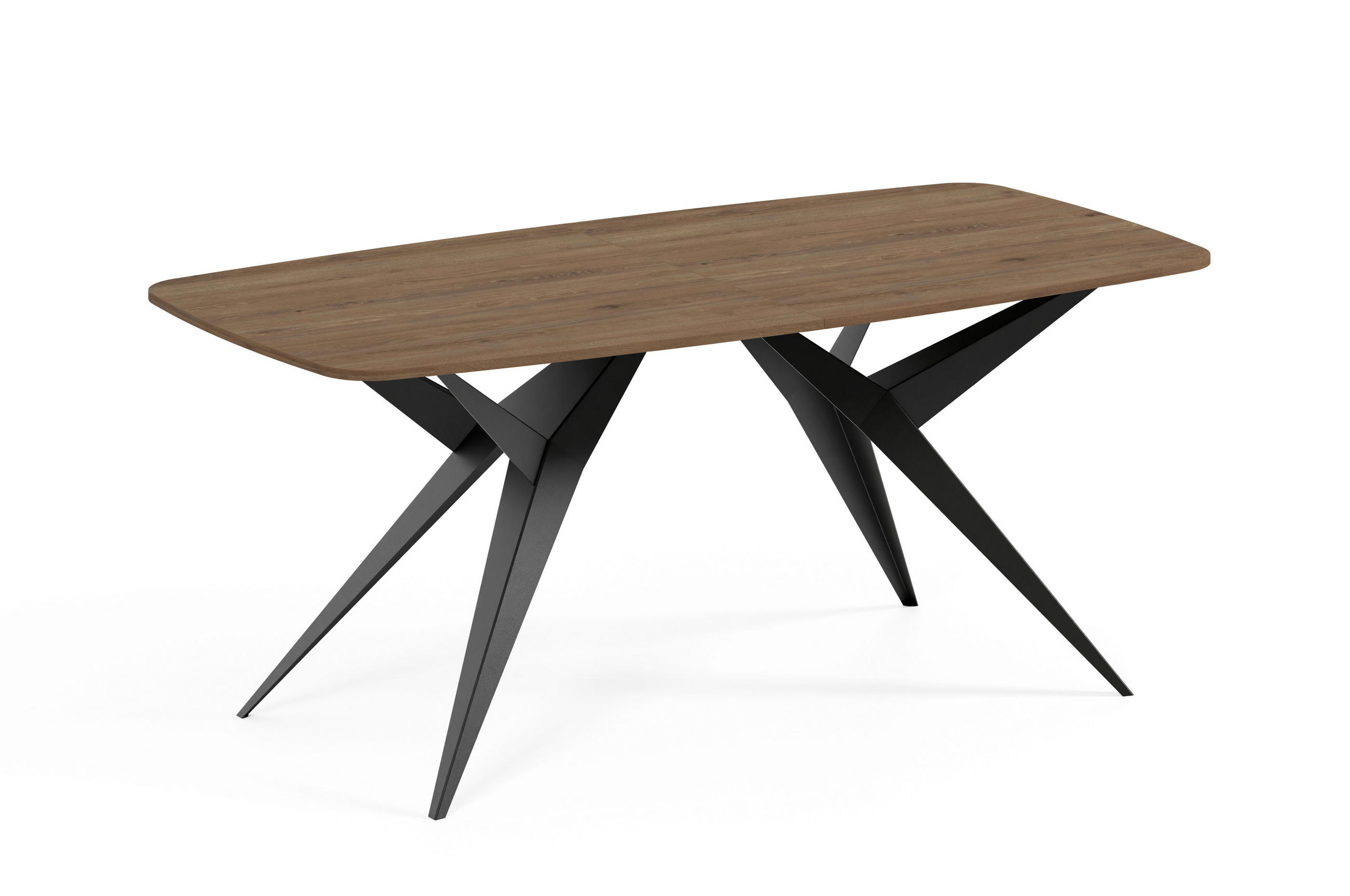 ESSTISCH AXIS - Wildeiche/Schwarz, Holzwerkstoff/Metall (90/180/76cm) - Meblini