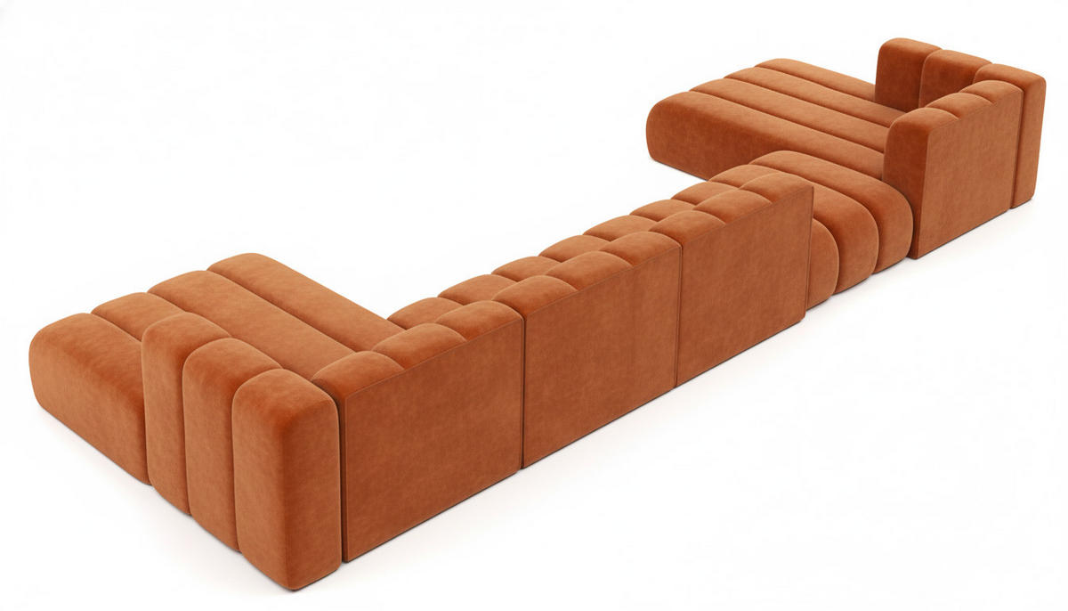 ECKSOFA U-Form Grand U Big XL 500 cm, Velourstoff Salvador, Braun - Braun, Holz (500/179cm) - Kaiser Möbel