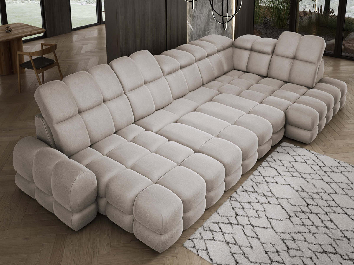 ECKSOFA TOLLO Solar-stoff U-form 400x217x105 cm cappuccino - Cappuccino, Holz/Textil (217/400cm) - DomoHome