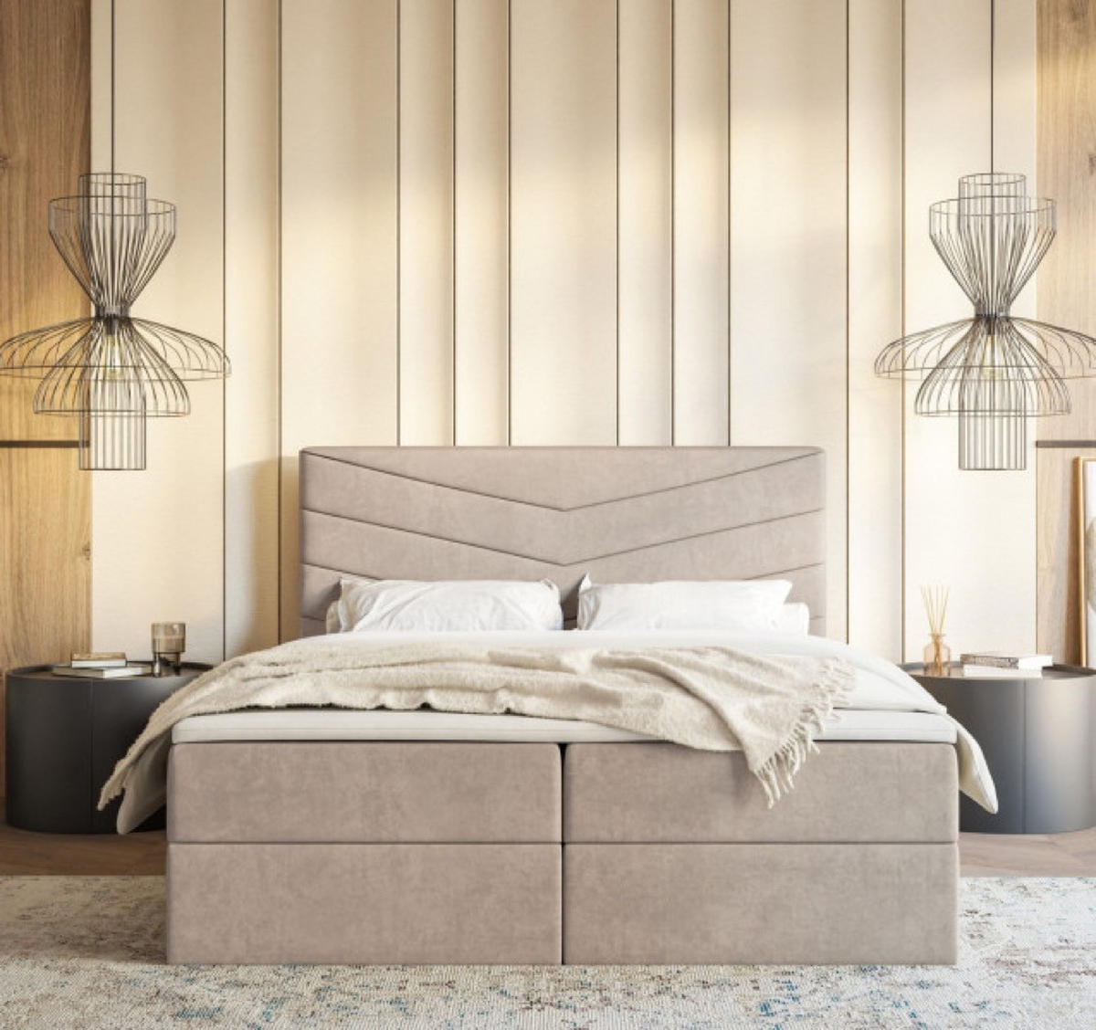 BETT Beige G6 Mit Bettkasten 180x200 cm - Beige, Textil (180/200cm) - Sepro Meble
