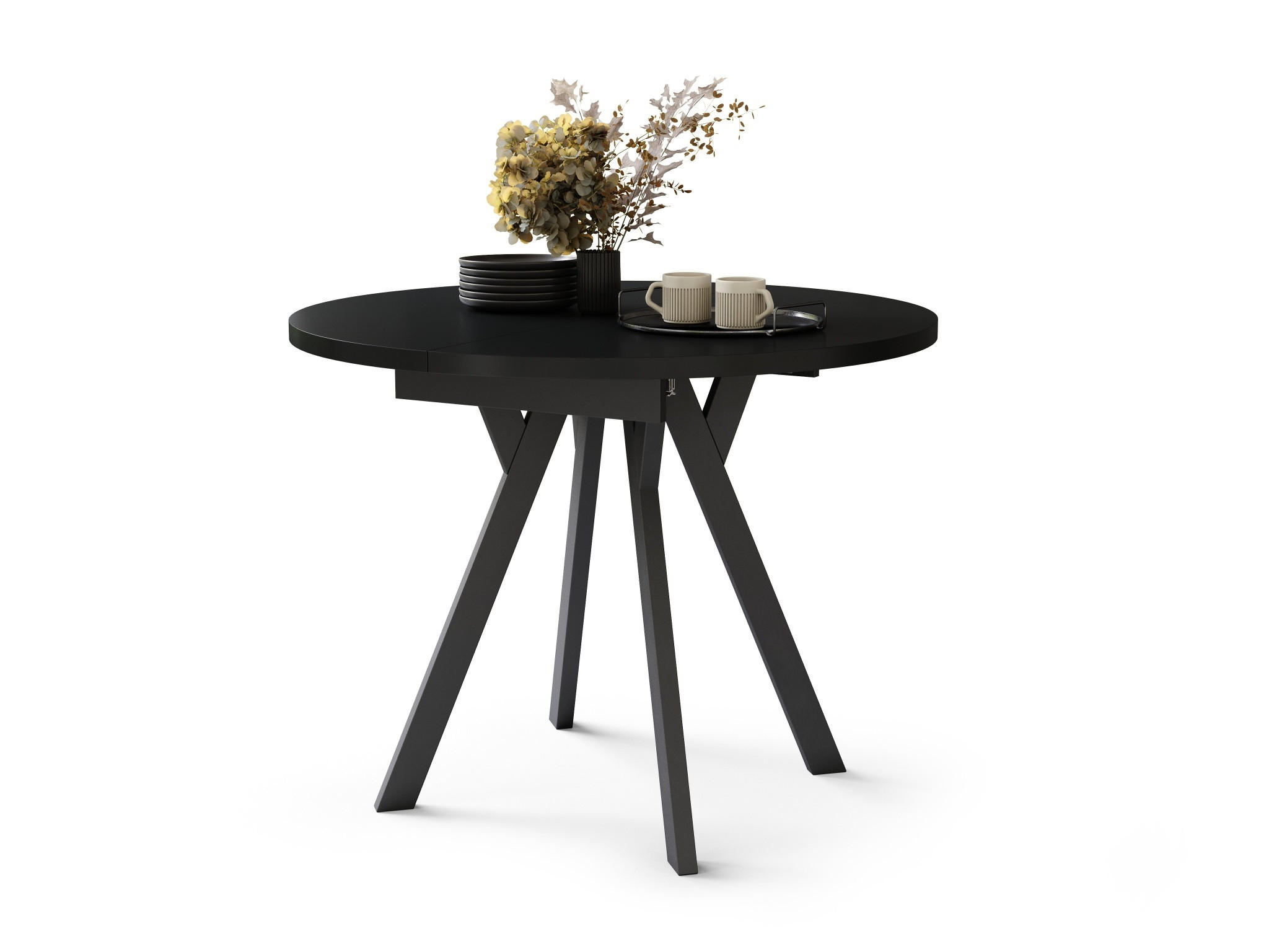 ESSTISCH Rund Schwarz matt 90x70 cm - Schwarz, Holzwerkstoff (90/90/77cm) - designimpex