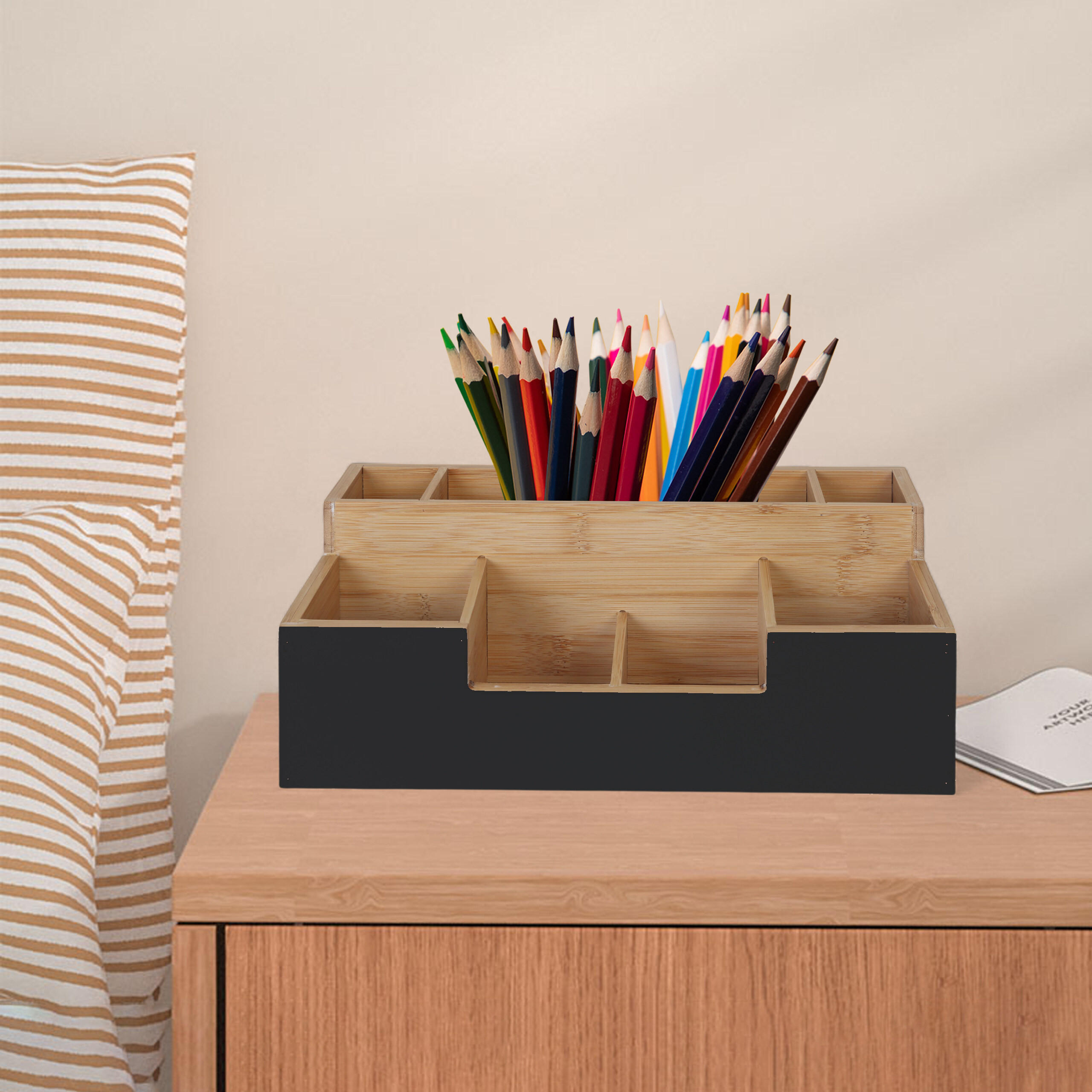 SCHREIBTISCHORGANIZER - Multicolor, Holz (15/30/11cm) - Relaxdays