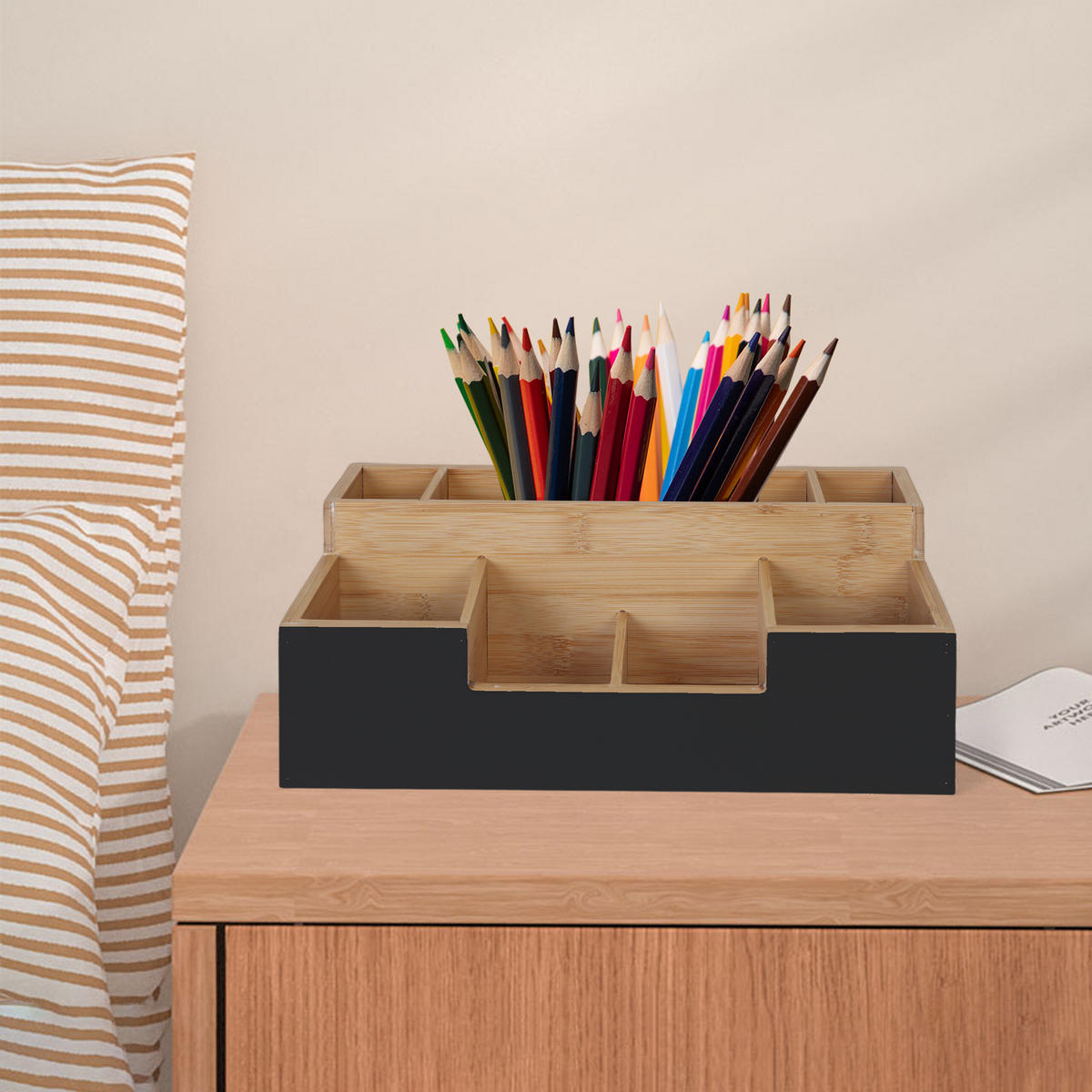 SCHREIBTISCHORGANIZER - Multicolor, Holz (15/30/11cm) - Relaxdays