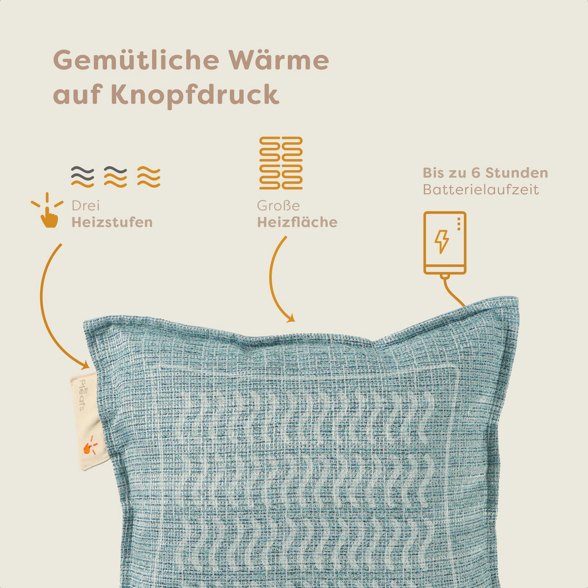 HEIZKISSEN Nomad 45x45cm Sirocco - Grau, Textil (45/45cm) - Pleafs
