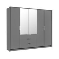 DREHTÜRENSCHRANK RAMMUS 255/217/65 cm 5-türig mit Spiegel Graphitfarben - Graphitfarben, Holzwerkstoff (255/217/65cm) - MASSENO