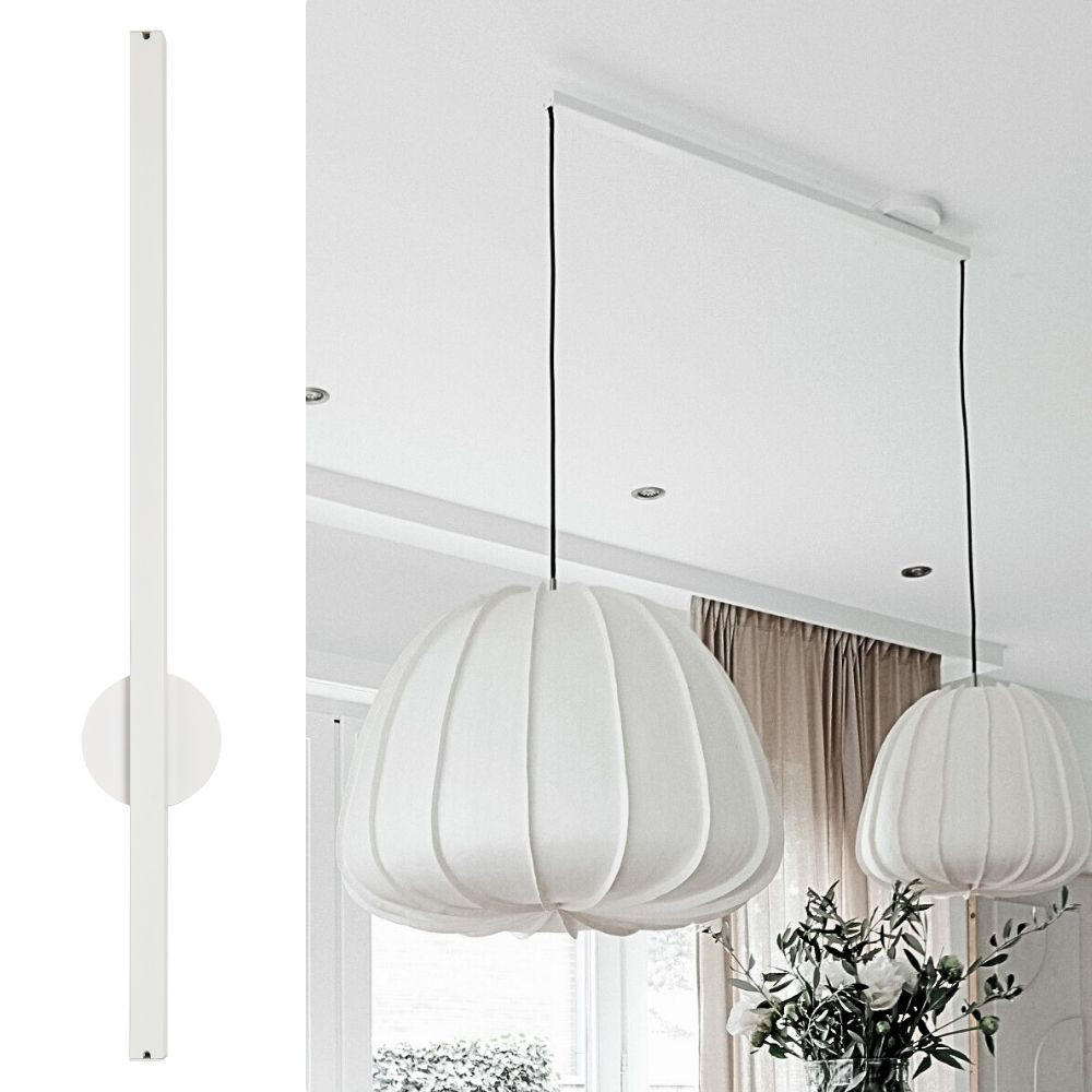 AUFHÄNGESYSTEM für zwei Hängelampen - Twin - 110cm - Mattweiß - Verstellbare Lampenaufhängung - Pendelleuchten Schieben und Drehen - Weiß, Metall (110/3/2cm) - Lightswing®