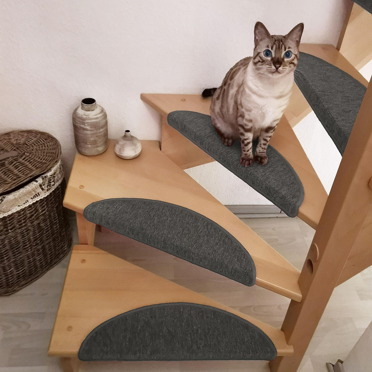 STUFENMATTE ProStair 56/20 cm Grau 15tlg - Grau, Textil (56/20/1cm) - Beautissu 