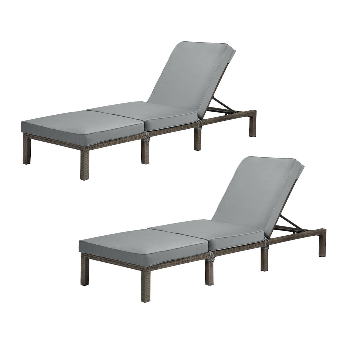 GARTENLIEGE 2er Set PEACH - Grau, Kunststoff (66/22/196cm) - SVITA