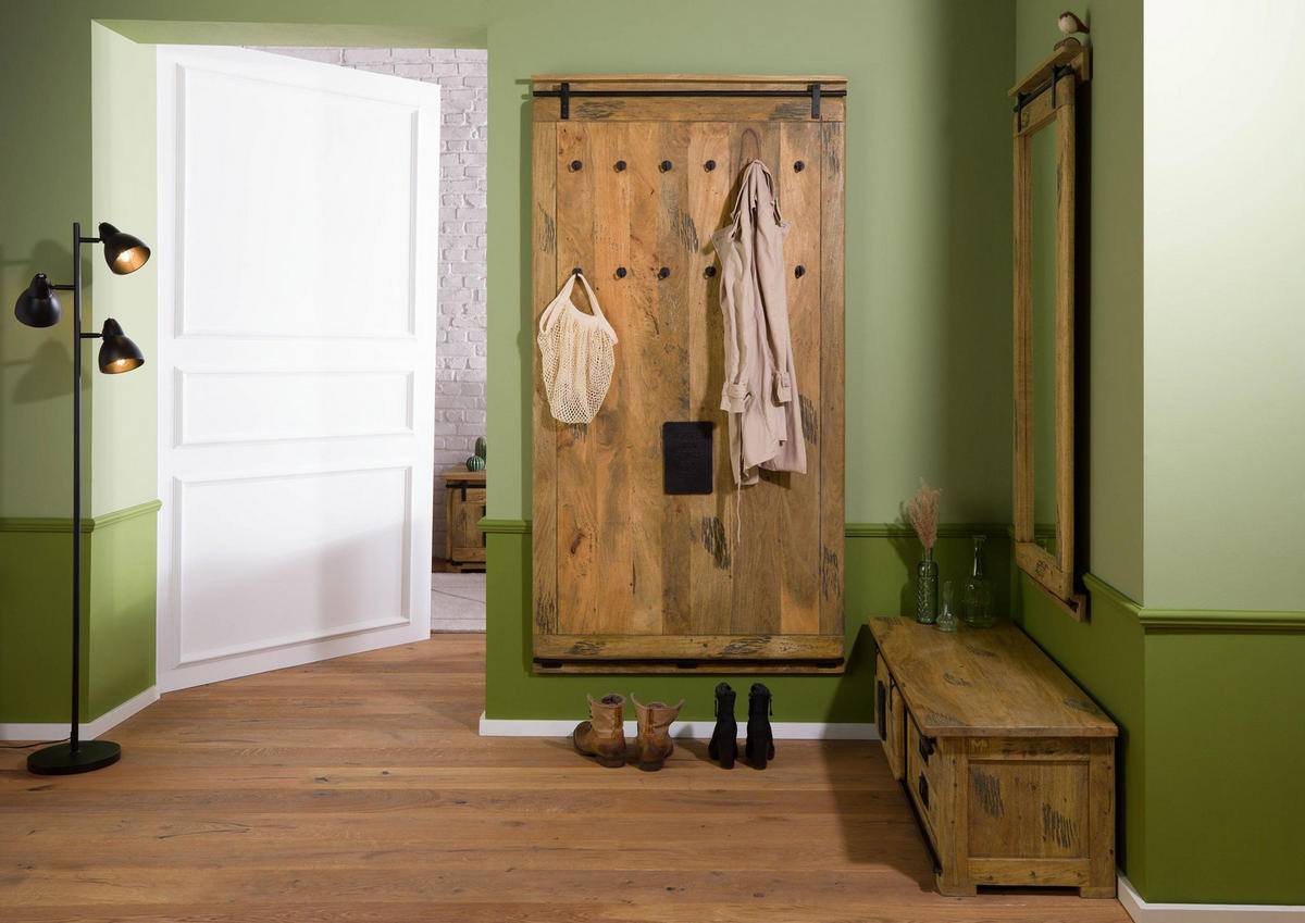 WANDGARDEROBE Mango 100x8x190 natur lackiert RAILWAY #1008 - Naturfarben, Holz (100/190/8cm) - Massivmoebel24