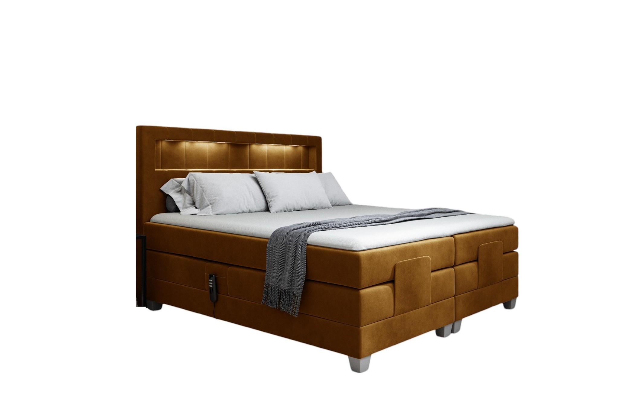 BOXSPRINGBETT Elektrisch Davide - Gelb, Holzwerkstoff/Textil (200/200cm) - Fun Möbel