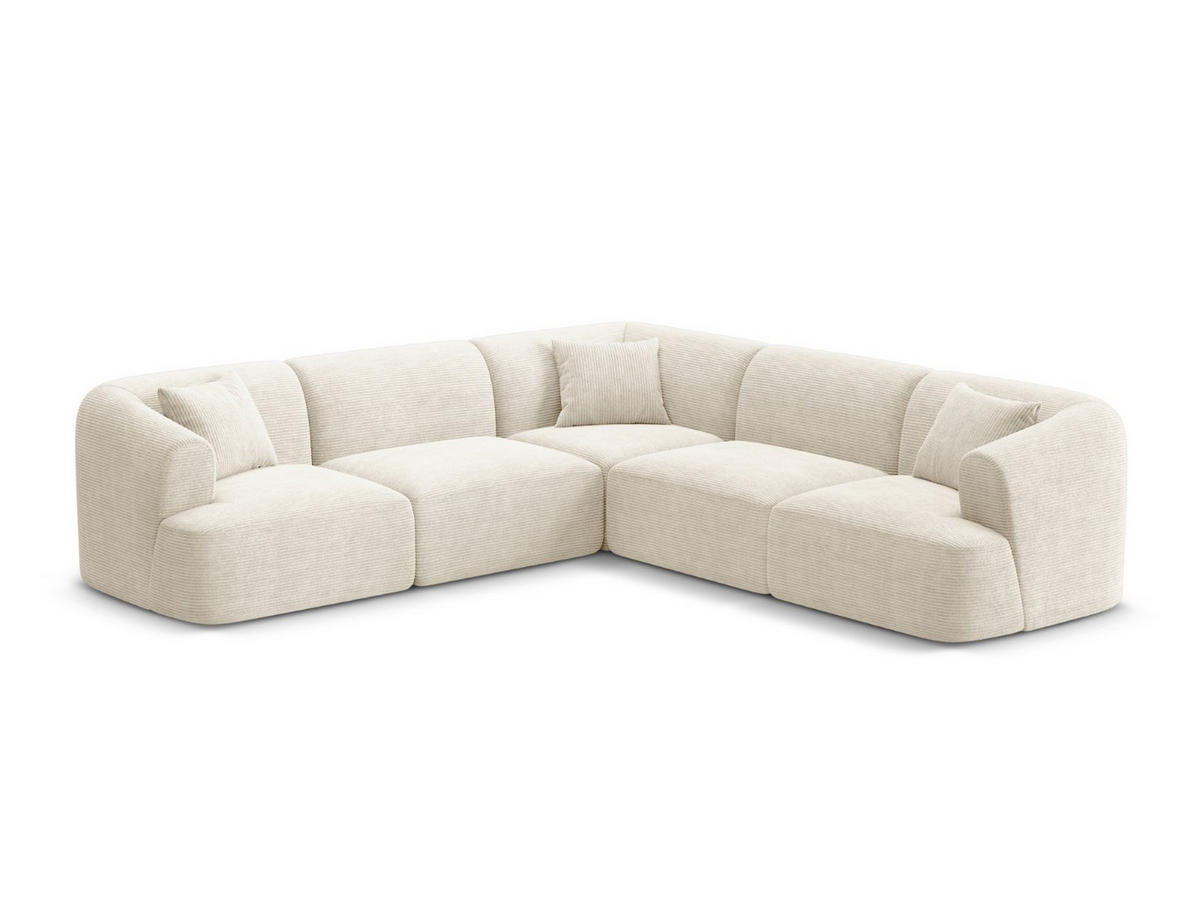SYMMETRISCHES-MODULARES-ECKSOFA Campi aus Cord elfenbein 6 Sitzplätze - Ecru, Textil (255/255cm) - Cosmopolitan Design