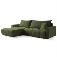 ECKSOFA FRIGA Olivgrün Strukturstoff mit Schlaffunktion - Olivgrün, Holz (283/185cm) - MASSENO