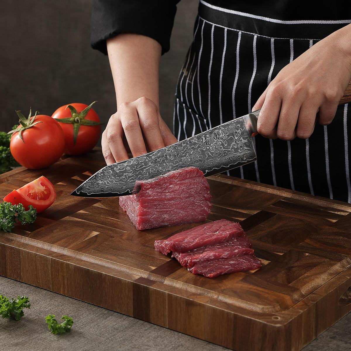 KOCHMESSER 20 cm - Braun, Holz/Metall (34cm) - Wakoli