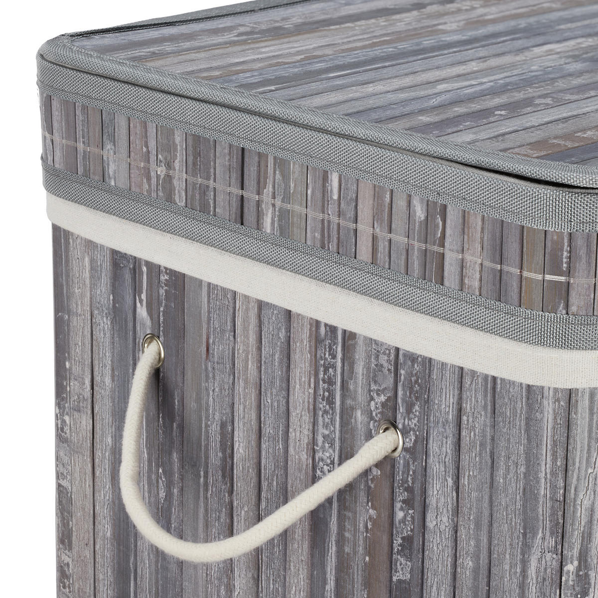 WÄSCHEKORB - Grau, Holz/Textil (36/63/36cm) - Relaxdays