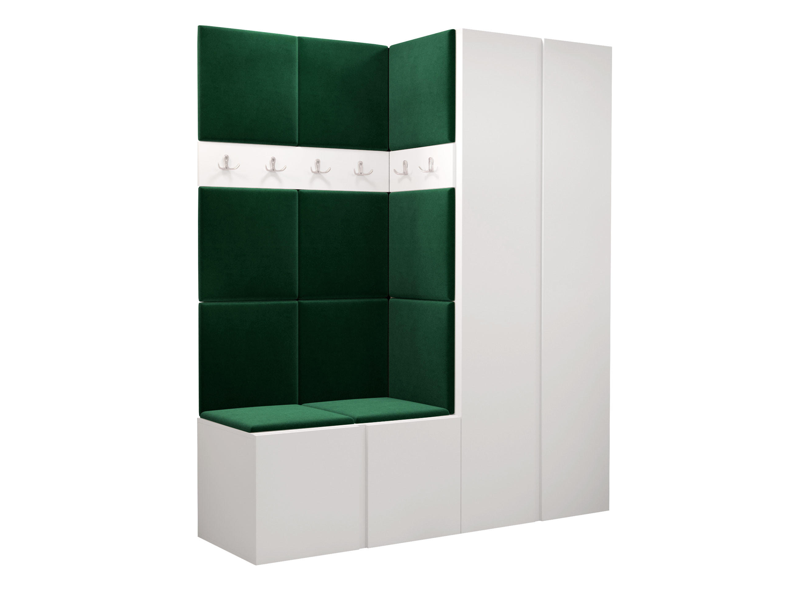 GARDEROBEN-SET Orion III - Weiß/Grün, Holzwerkstoff/Kunststoff (158/186/46cm) - MIRJAN24