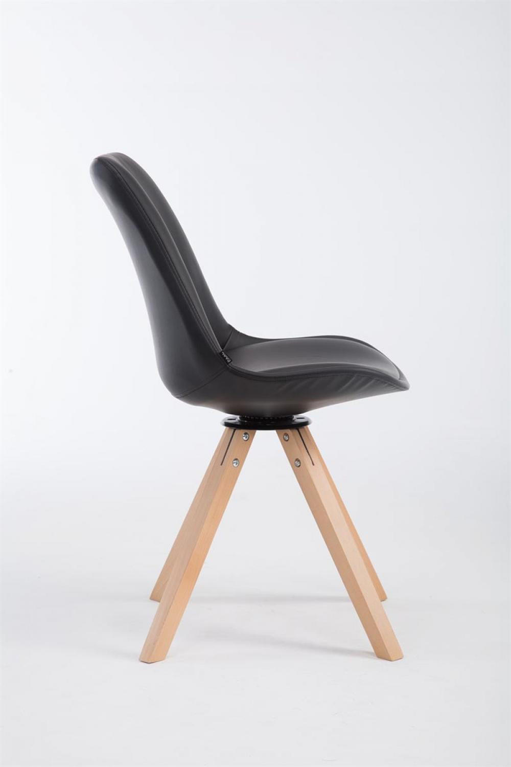 STUHL Lederlook schwarz - Schwarz, Holz/Textil (48/84/56cm) - CLP