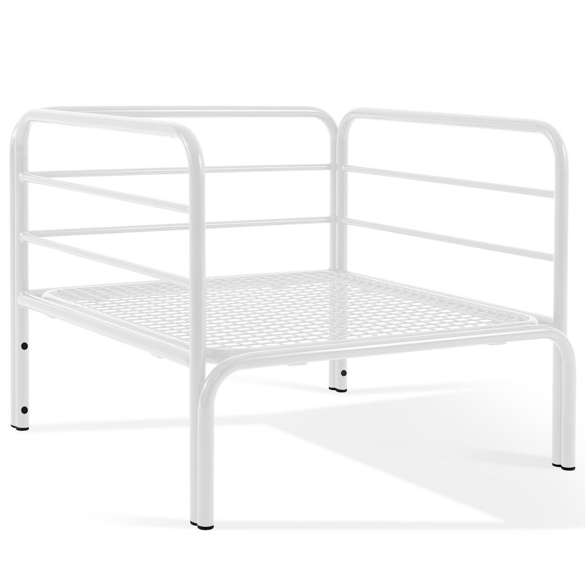 GARTENSESSEL RAMBE inkl. Auflagen, Stahlgestell, Modern, Weiß - Blau/Weiß, Textil/Metall (79/80/80cm) - KONSIMO®