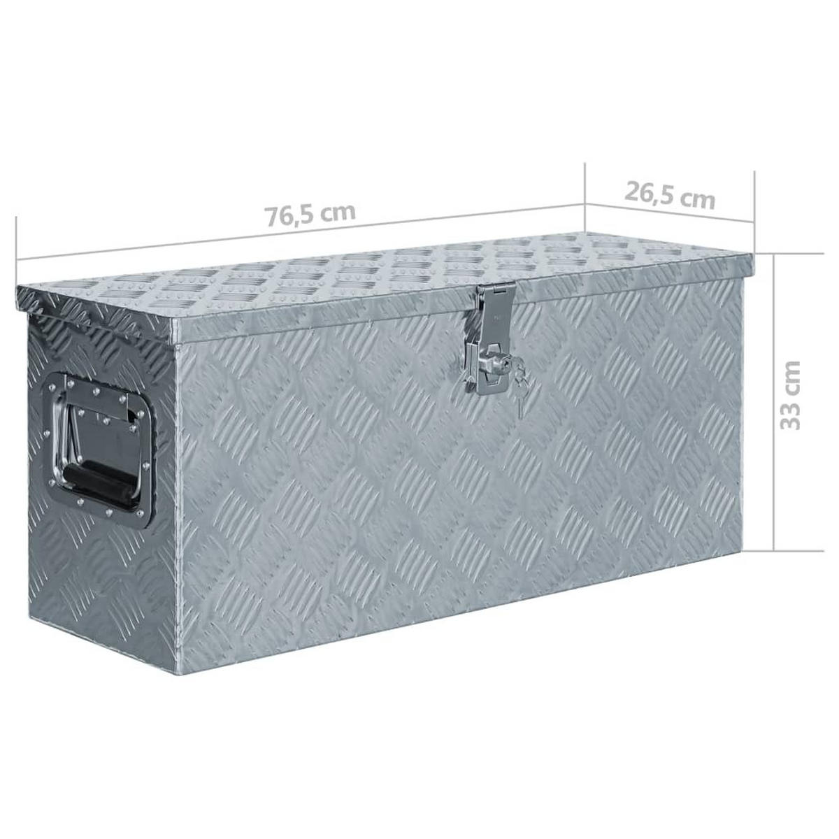 ALUMINIUMBOX mit Deckel Metallkiste 76,5x26,5x33 cm Silber - Silberfarben, Metall (76.5/33/26.5cm) - DELUKE