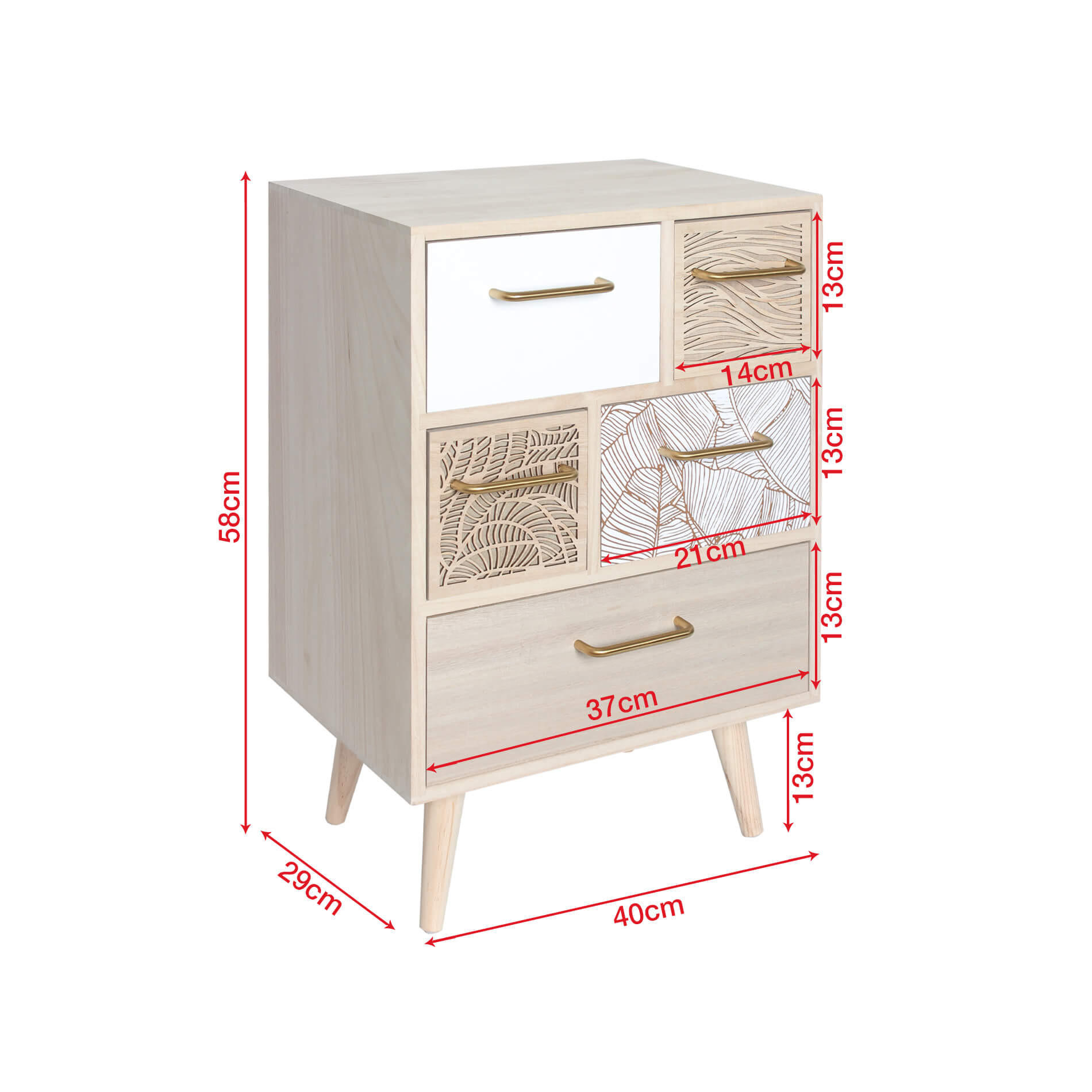 Thumbnail - Mobili Rebecca Schränkchen, Hellbraun, Holz, 29x58x29 cm, Wohnzimmer, Kommoden & Sideboards, Kommoden