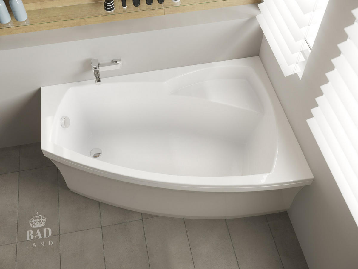 BADEWANNE Eckwanne FRIDA 160/105 Rechts Ablauf & Füße - Weiß, Kunststoff (105/58/160cm) - bad land