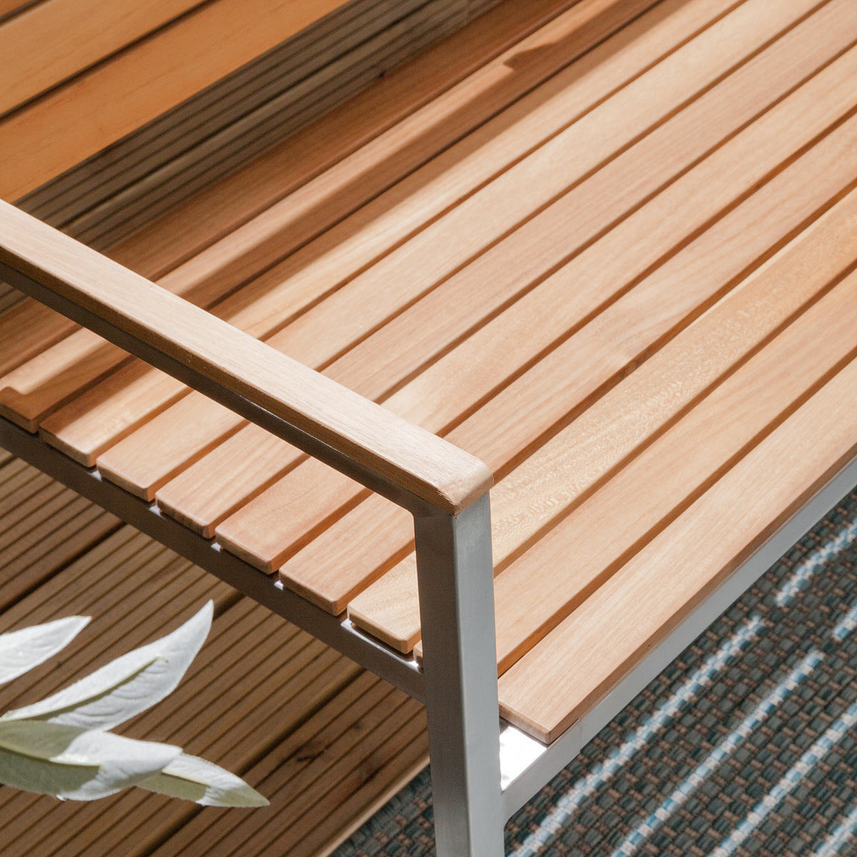 GARTENBANK - Teak massiv / Edelstahl - Silberfarben/Braun, Holz/Metall (151/86/55cm) - home24