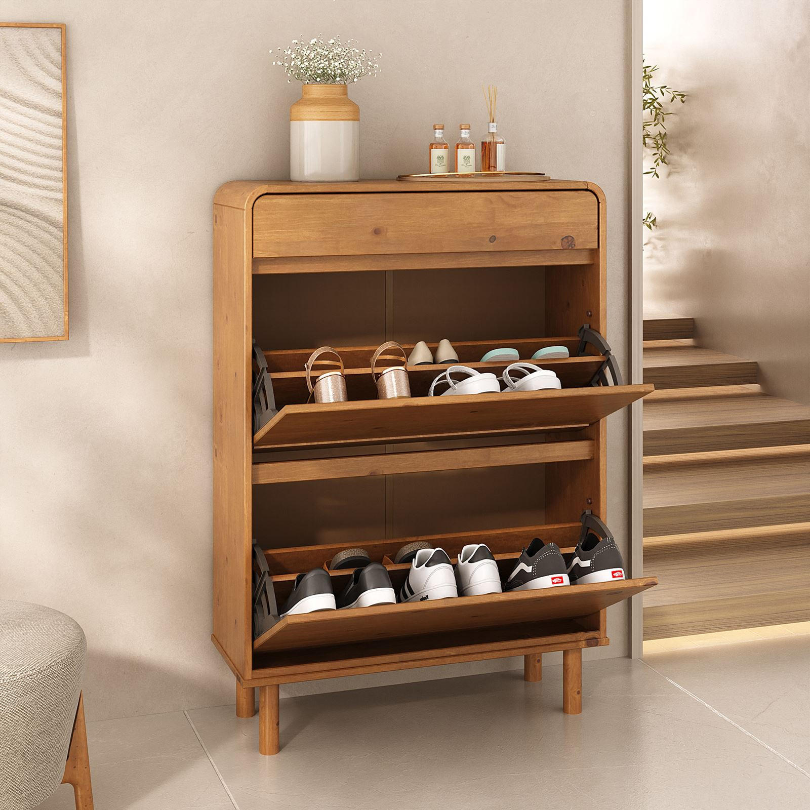 SCHUHKIPPER NAEL - Eichefarben, Holz (80/114/30cm) - IDIMEX