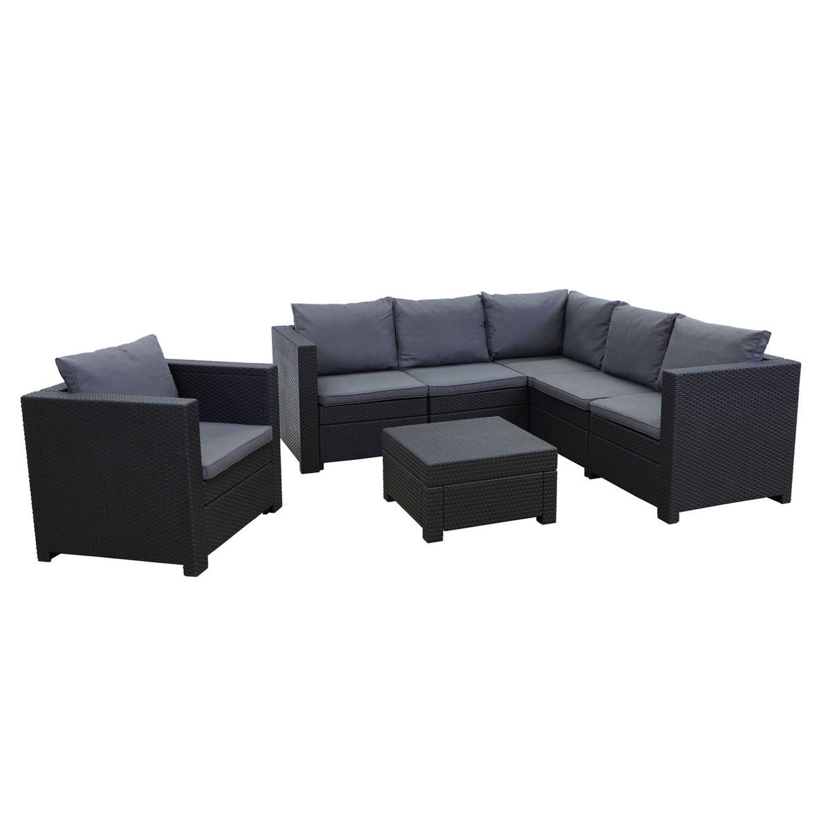 LOUNGESET Provence mit Sessel und Tisch Provence inkl. Kissen - Schwarz, Textil - Keter