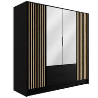 KLEIDERSCHRANK NELIA - 200 cm - Schwarz/Eiche Artisan, Holzwerkstoff (200/200/51cm) - ALTDECOR